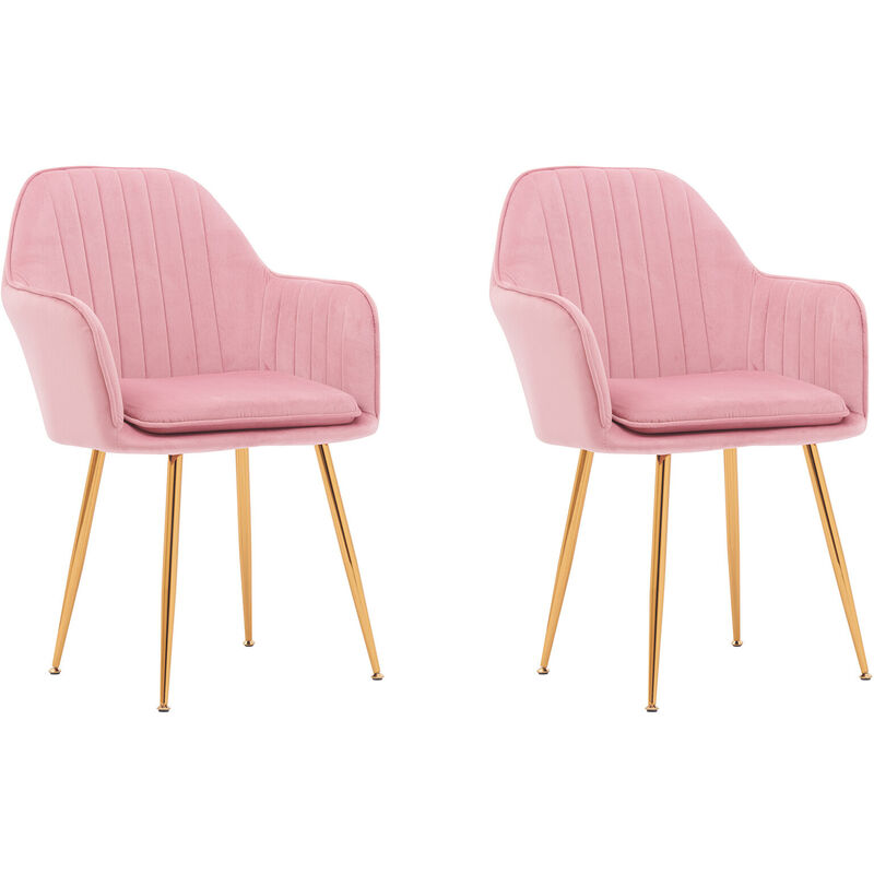 

Juego de 2 sillones sillas de comedor sillón asiento tapizado en elegante y romántico pana 59An x 44D x 88.5H cm rosa - Rosa