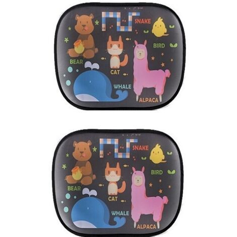 Juego de 2 sombrillas infantiles con protección UV certificada, autoadhesivas, estampado de animales, multicolor
