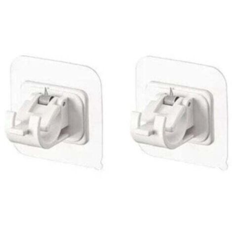 Juego de 2 soportes autoadhesivos para barra de cortina blancos - Soporte para cortina