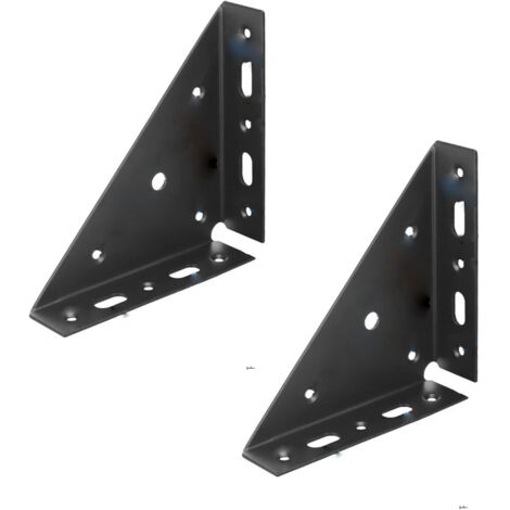Juego de 2 soportes de acero laminado en frío de 135 mm x 135 mm con tornillos para colocar sobre una mesa o mesita de noche (negro).