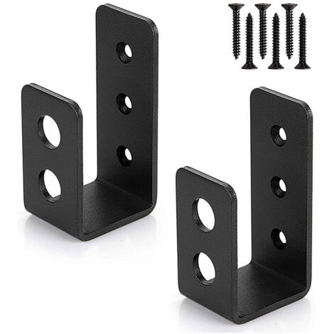 Juego de 2 soportes de acero resistentes para puertas de 2 x 4, barra de seguridad en forma de U