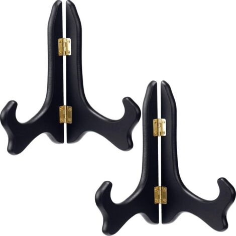 Juego de 2 soportes de madera para platos, expositores decorativos para marcos de fotos, caballetes (8 pulgadas)