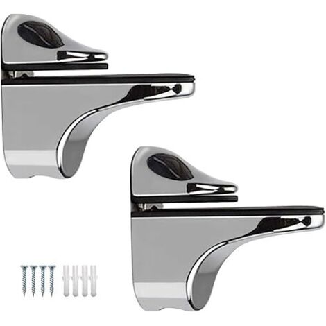 Juego de 2 soportes de pared ajustables para estantes de vidrio, compatibles con madera/vidrio, espesor 5-22 mm