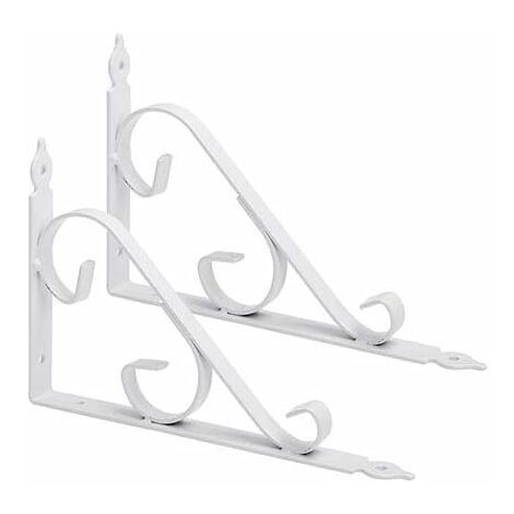 Juego de 2 soportes de pared de metal para estante de esquina negro 250 x 164 mm, blanco