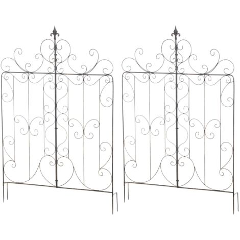 Juego de 2 soportes enrejados de jardín para plantas trepadoras 133x99 cm en metal bronce 100003838