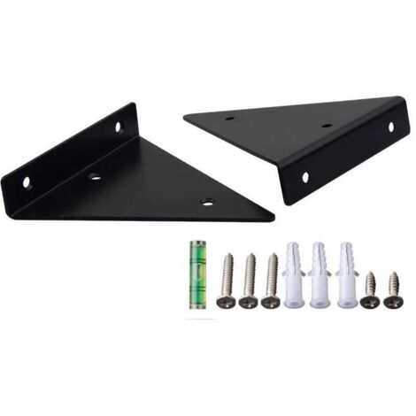 Juego de 2 soportes invisibles de 17 cm, soportes triangulares y cuadrados para estantes, soportes invisibles metálicos para estantes – Negro con 8 tornillos