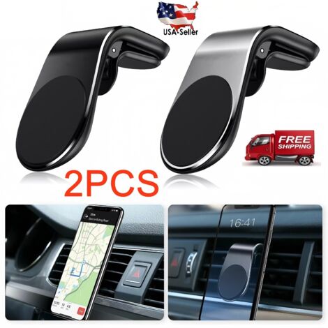 Juego de 2 soportes magnéticos para teléfono de coche en forma de L con rejilla de ventilación.