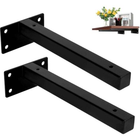 Juego de 2 soportes para estantes, 200 mm, resistentes, negros, para estantes flotantes, para entusiastas del bricolaje