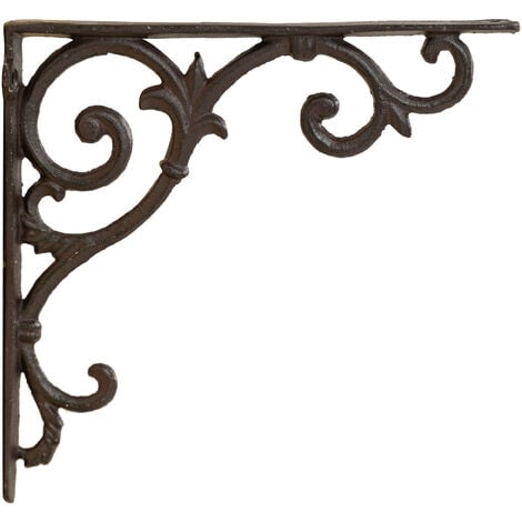 Juego de 2 Soportes para estantes hierro fundido Soporte para estantes de Soporte para estantes de pared 24x24x4 cm