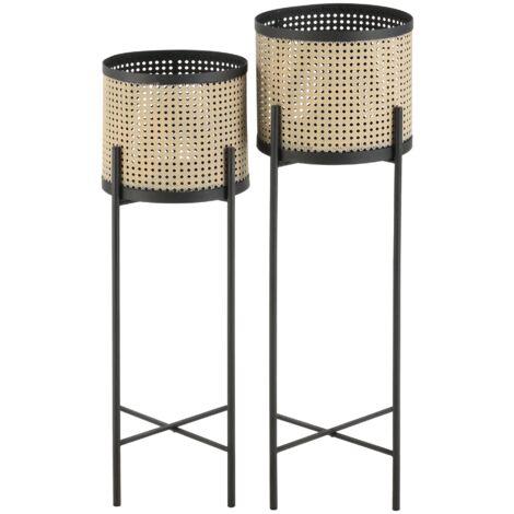 Juego de 2 soportes para plantas de metal colfontaine de diferentes tamaños negro arena 030007728