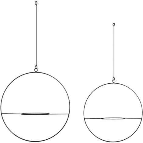 Juego de 2 soportes para plantas Opsterland para colgar en metal negro 030007732
