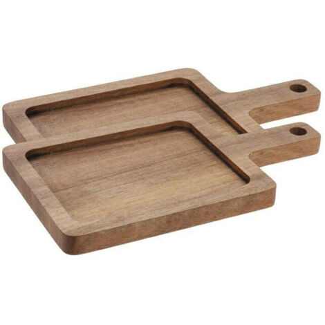 Juego de 2 TABLAS DE SERVICIO DE MADERA DE ACACIA natural 23x13 cm
