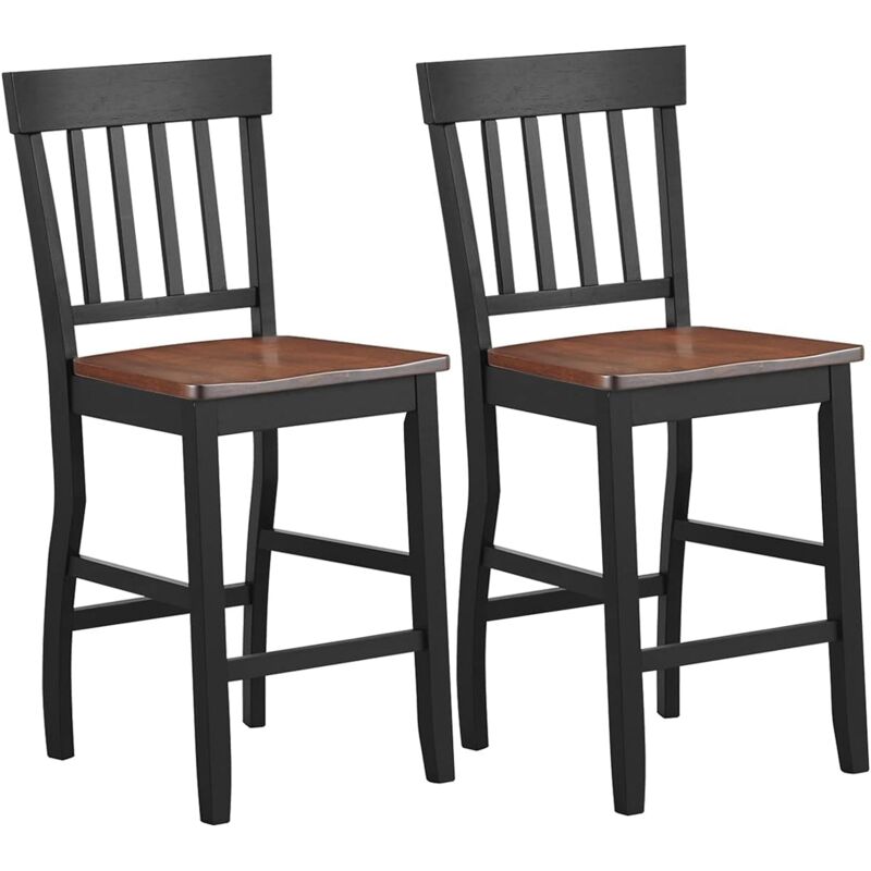 

Juego de 2 Taburete de Bar Silla de Madera con Respaldo Silla Alta Asiento para Comedor Salón Terraza Carga hasta 120 kg