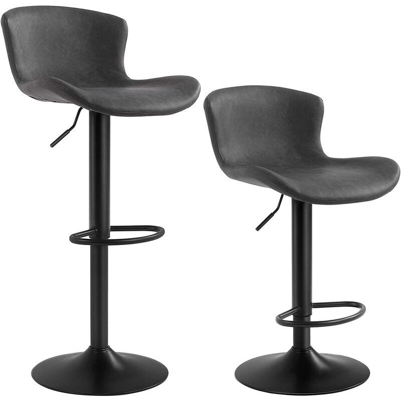 

Songmics - Juego de 2 Taburetes de Bar, Altura Ajustable, con Respaldo, Asiento Acolchado, Reposapiés Metálicos, PU Vintage, en Sala de Estar y el