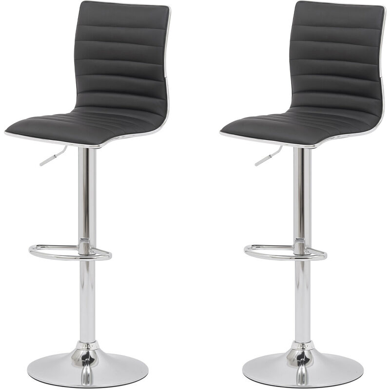 

Juego de 2 taburetes de bar con moderno reposapiés de cuero giratorio ajustable con patas altas Respaldo ergonómico y cómodo 40x40x97-117cm Negro