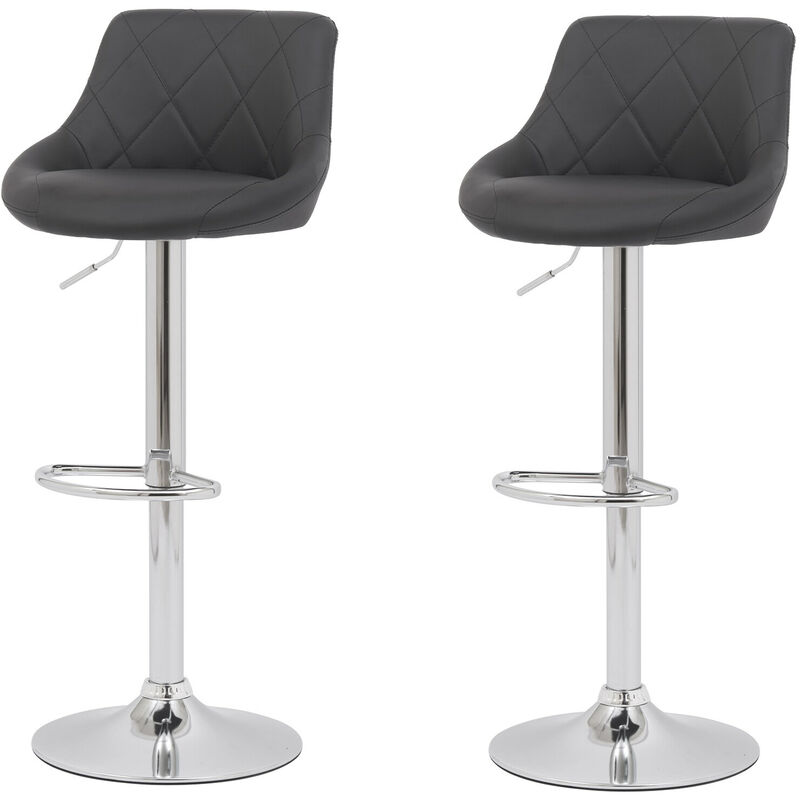 

Juego de 2 taburetes de bar con moderno reposapiés giratorio ajustable de cuero de PU Taburete de pierna alta con respaldo medio φ46x82-104cm Negro