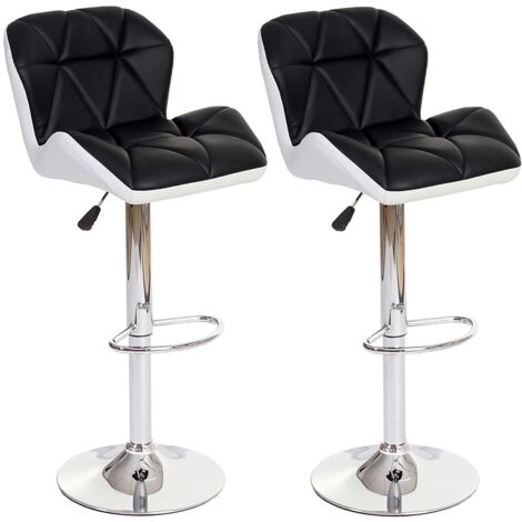 Juego de 2 taburetes de bar con reposapiés sintético antracita y blanco TAB04020