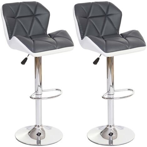 Juego de 2 taburetes de bar con reposapiés sintético gris y blanco TAB04022