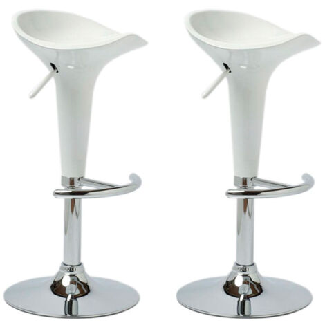 Juego de 2 taburetes de bar de diseño en color blanco, giratorios y regulables en altura TDB10025