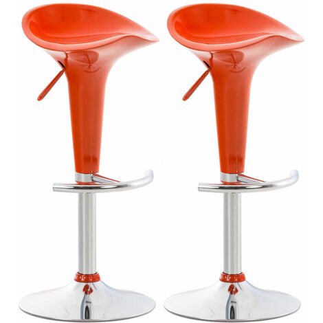 Juego de 2 taburetes de bar de diseño en color naranja, giratorios y regulables en altura TDB10032