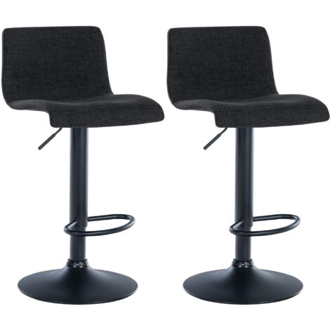 Juego de 2 taburetes de bar de diseño sencillo con reposapiés de tela negra, patas de metal negro 100004054