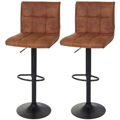 Juego de 2 taburetes de bar en tejido símil ante marrón claro TDB04031