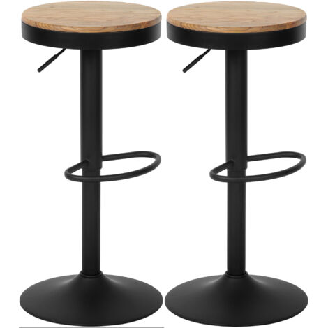 Juego de 2 taburetes de bar Pitas madera de olmo Natural