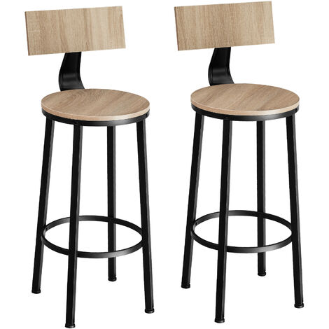 Set de 2 taburetes altos para bar o cocina de eco madera y hierro