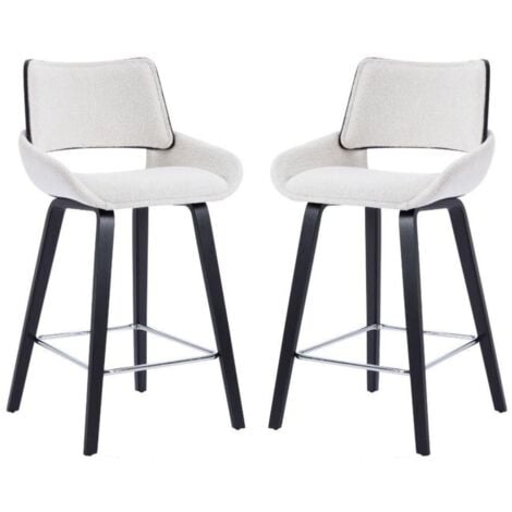 WAHSON OFFICE CHAIRS Juego de 2 Taburetes de bar Tapizados en Chenilla Taburetes Altos Modernos y Sencillos para casa Pub Restaurante, Avena, Wahson