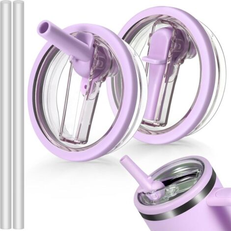 Juego de 2 tapas de repuesto con pajita abatible para vasos Stanley de 1,2 L (40 oz), a prueba de fugas. Tapa reutilizable incluida con accesorios para vasos Stanley de 1,2 L (40 oz).