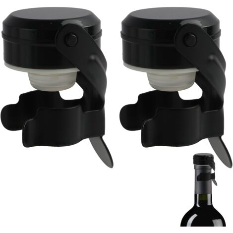 Juego de 2 tapones de acero inoxidable para champán y vino, reutilizables con sello de silicona, herméticos y con una óptima conservación de la frescura, compatibles con todas las botellas estándar.
