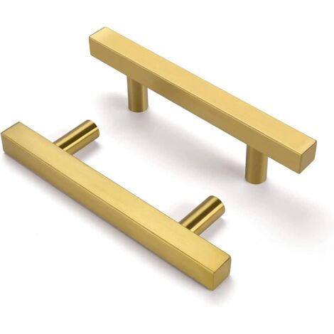 Juego de 2 tiradores metálicos, distancia entre centros de 64 mm, tirador de dormitorio, tirador de oficina de acero inoxidable con tornillos