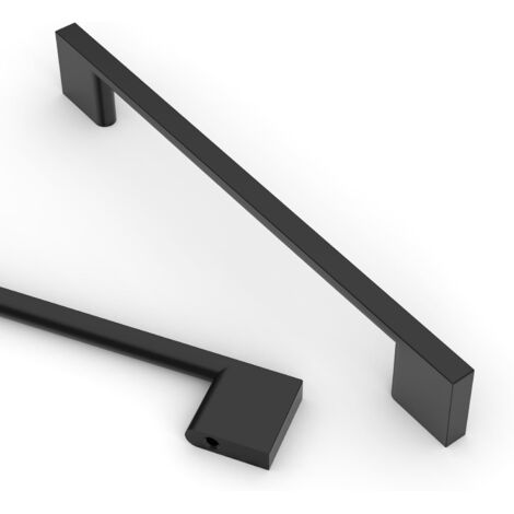 Juego de 2 tiradores negros mate para armarios de cocina (distancia entre centros de 160 mm), tiradores para armarios y cajones, herrajes para armarios de cocina