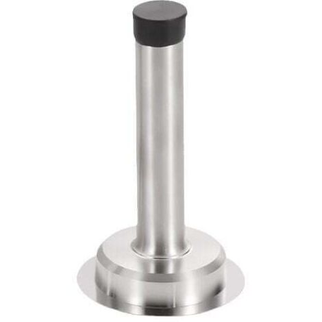 Juego de 2 topes de puerta de acero inoxidable KZQ de 12 cm, para montaje en pared, con tope de goma. Incluye clips para pared y puerta.