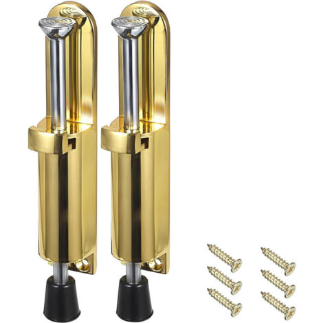 Juego de 2 topes de puerta telescópicos con resorte, distancia ajustable desde el suelo (45 mm/1,77 pulgadas), color dorado brillante.
