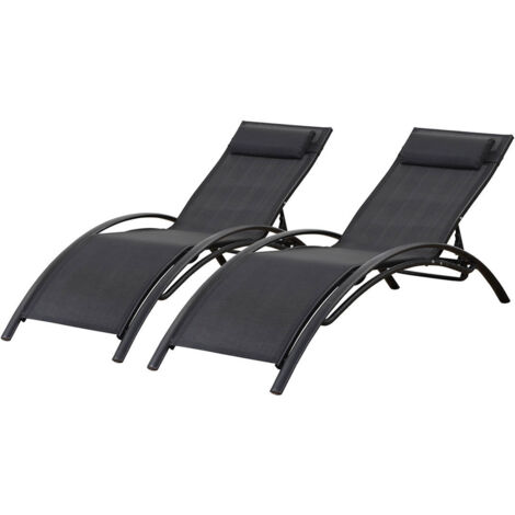 Juego de 2 tumbonas Beauty "Phoenix" de aluminio Negro