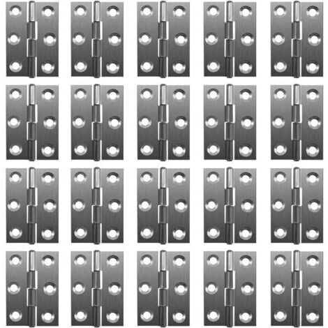 Juego de 20 bisagras articulables con giro de 180 grados – de acero inoxidable – 20 mm – con 6 orificios de montaje – bisagras robustas.