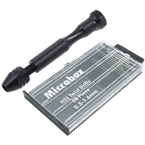 Juego de 20 brocas helicoidales negras de 0,3 a 3,4 mm  Alta precisión para perforación manual  Compatible con ámbar, resina y madera dura  Para la fabricación de joyas y manualidades