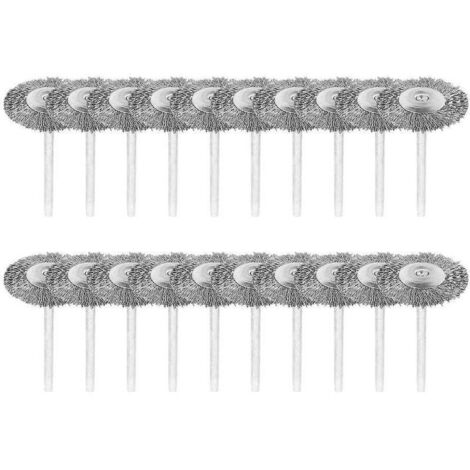 Juego de 20 cepillos de alambre con vástago de acero inoxidable de 3 mm para pulir herramientas rotativas Dremel