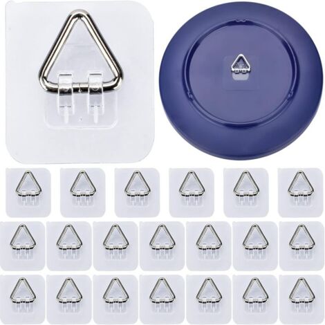 Juego de 20 colgadores de platos de porcelana para pared, adhesivo sin clavos, soporte vertical decorativo para exhibición de platos, color plata.