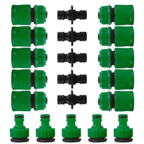 Juego de 20 conectores rápidos para manguera de jardín, 10 conectores rápidos de manguera de 1/2", 5 conectores dobles y 5 conectores de punta de grifo