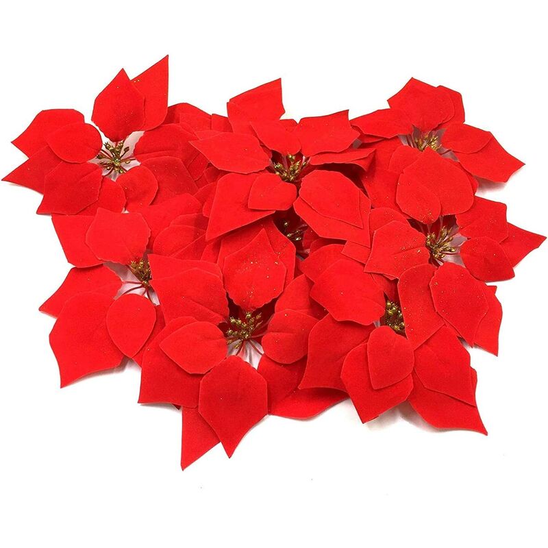 

Juego de 20 flores artificiales para árboles de Navidad - 8 '' - Rojo