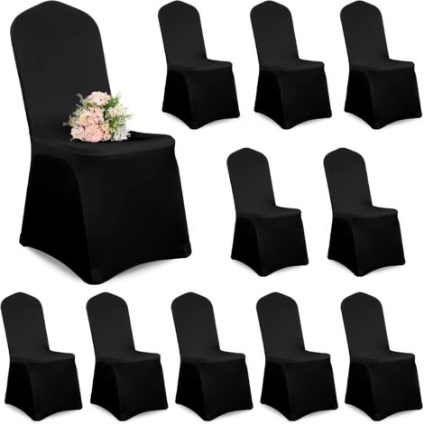 Juego de 20 fundas para sillas extraíbles y lavables, ideales para bodas, fiestas y banquetes (negras).