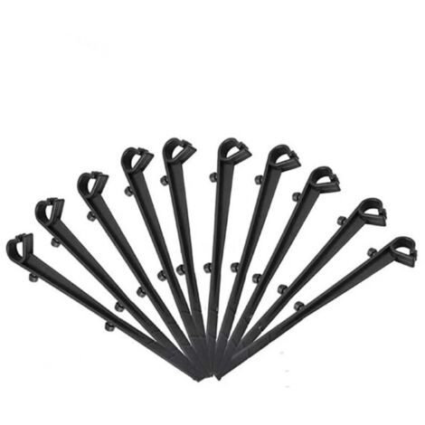 Juego de 20 ganchos de fijación para malla de protección de canalones de PP, longitud 16 cm, color negro