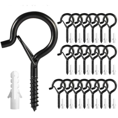 Juego de 20 ganchos de tornillo, ganchos de tornillo de pared, ganchos de tornillo para exteriores, ganchos para coronas de exterior, ganchos de canalón para colgar coronas de plantas en macetas