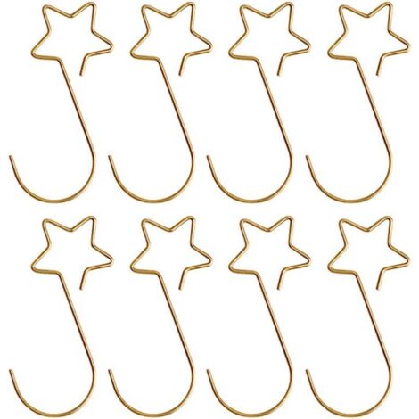 Juego de 20 ganchos para árbol de Navidad, ganchos navideños en forma de estrella y de S, ganchos decorativos de metal para adornos navideños, dorados