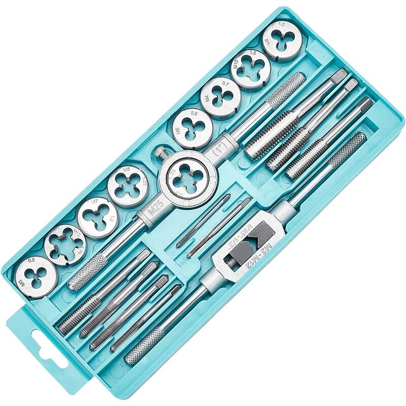

Juego de 20 herramientas manuales para machos y machos con rosca métrica y juego de matrices