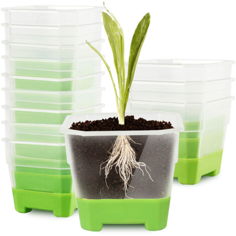 Juego de 20 macetas cuadradas de silicona transparente, reciclables, para plántulas, flores y plantas de jardín.