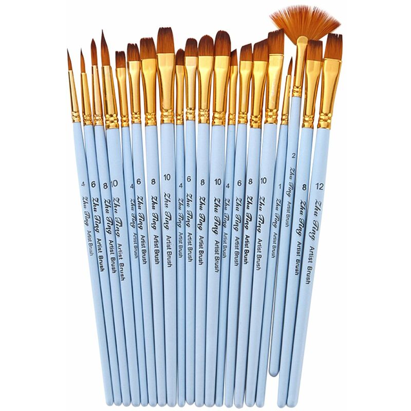 

Juego de 20 pinceles para dibujar, juego de pinceles para artistas, pinceles de varios medios con pelo de nailon para artistas, acrilicos, acuarelas,