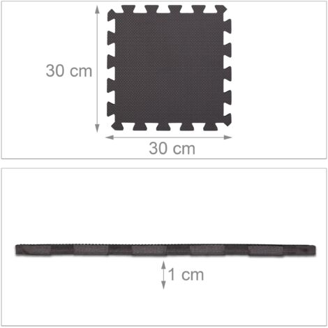 Juego de 24 losetas de protección para el suelo de equipamiento deportivo de EVA negro 130002842